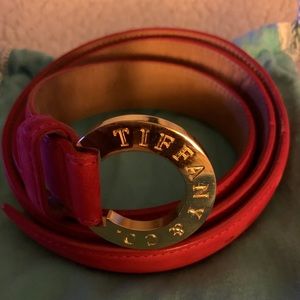 New Authentic Tiffany & Co Suede Coral Belt 34